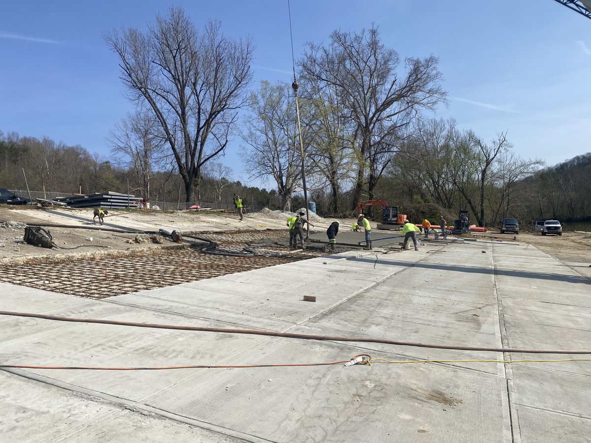 Wright_Concrete's tweet photo. The real boss stopped by our Lock 14 site last week. Asher came through for a surprise inspection, and Jonathan Moore, Electrical Engineer and Project Manager with Appalachian Hydro Associates, joined him to check on the progress. https://t.co/iiOeqB6Dn8