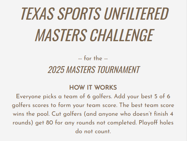 Join our FREE Masters' Pick 'Em Challenge for your chance to compete against your favorite TSU hosts and win great prizes!

Click the link below to enter: easyofficepools.com/join/?p=398998…