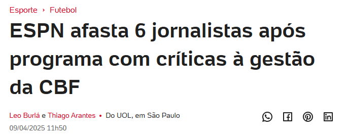 Oledobrasil's tweet photo. Isso aqui é um dos maiores absurdos recentes do jornalismo esportivo brasileiro.

Matéria do @UOLEsporte https://t.co/GAphnwkQ8Y