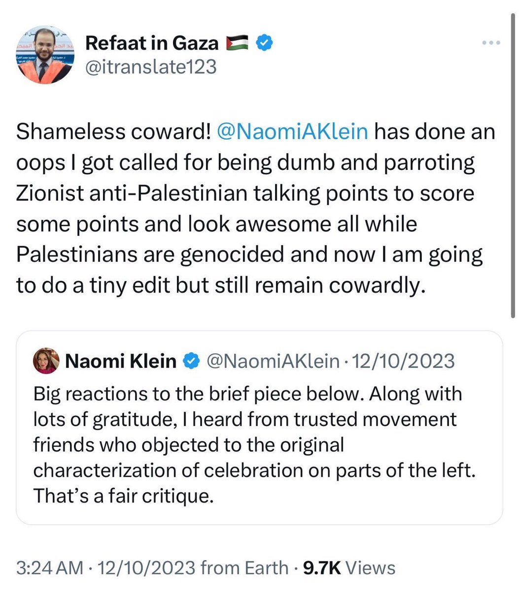 People like Naomi Klein, Judith Butler and Adam Shatz should NEVER EVER be allowed near any Palestinian spaces.