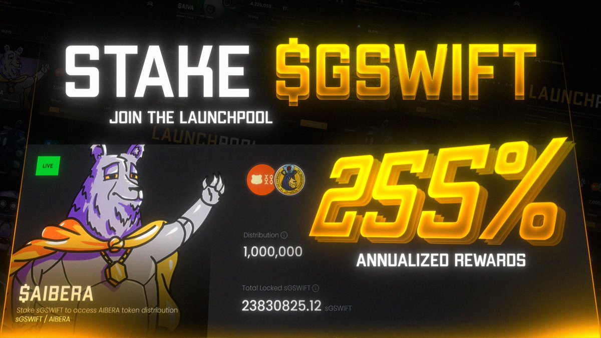 🚀 Don't miss out!

Stake your $GSWIFT and join the Launchpool to gain 255% Annualized Rewards in $AIBERA!

Meanwhile, keep your 3% Annualized Rewards on $GSWIFT through single-asset staking.