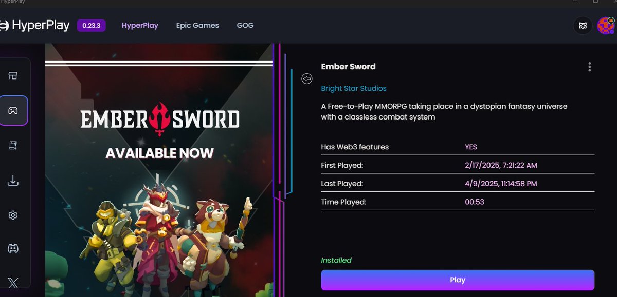 Just played this game for about an hour, i enjoyed playing this game

<a href="/YieldGuild/">Yield Guild Games</a>
<a href="/HyperPlayGaming/">HyperPlay</a> 
<a href="/PlayEmberSword/">Ember Sword</a>