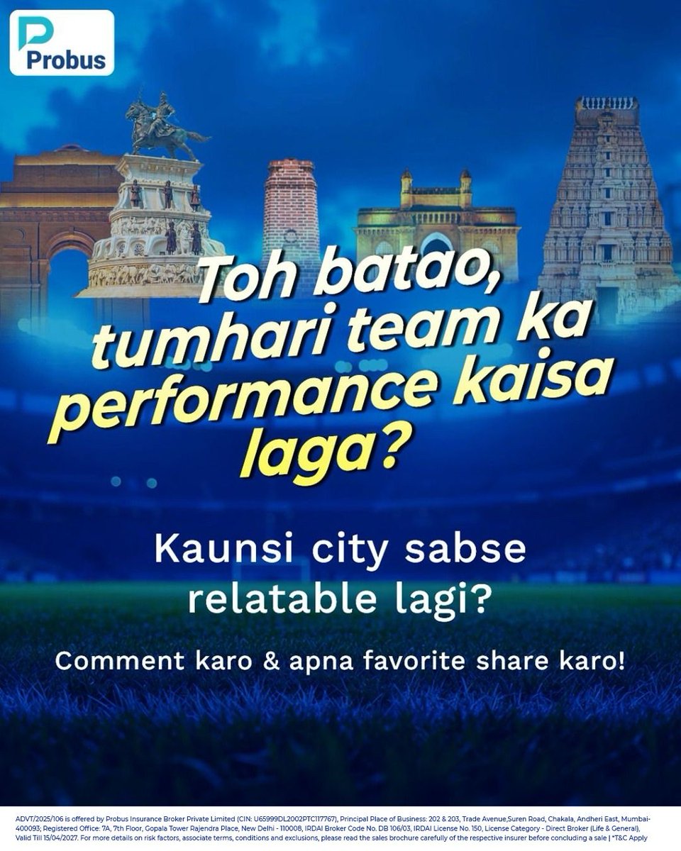 ProbusInsurance's tweet image. #InsurancePremierLeague – Round 2 

Each facing unique risks, each needing the perfect insurance strategy!

Your city. Your team. Your insurance.
Which one are you backing? Drop it in the comments!

#IPL #WithProbus #KKR #PBKS #SRH #LSG #GT #PlaySmartInsureSmarter