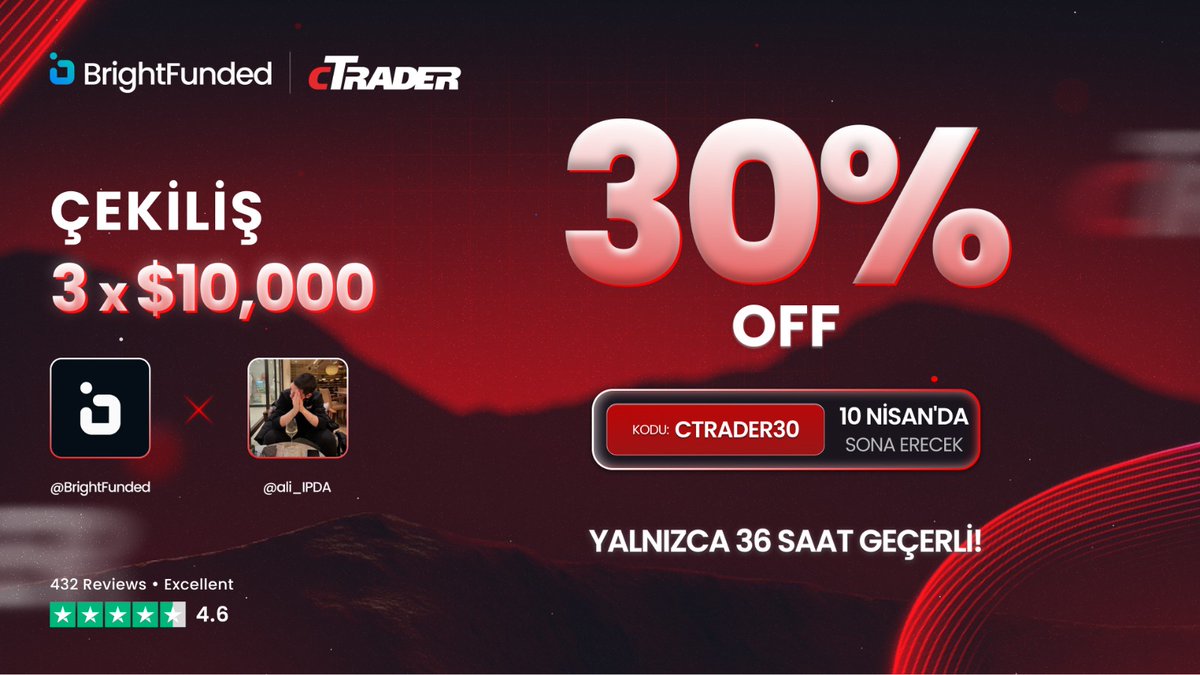 Ali aka IPDA TALENT (@ali_ipda) on Twitter photo CTRADER LANSMAN ÇEKİLİŞİ 🙏
BrightFunded'daki cTrader Lansmanı ve %30 İNDİRİM Promosyonu onuruna bir ÇEKİLİŞ düzenliyoruz! BrightFunded, sektörün En Hızlı Ödemeleriyle bilinen Prop Firmasıdır! 🎉
3 x 10.000 $ ÇEKİLİŞİ 🥳
1-) <a href="/BrightFundedTR/">BrightFunded - Türkiye</a> , <a href="/BrightFunded/">BrightFunded</a> ve <a href="/ali_IPDA/">Ali aka IPDA TALENT</a> CTRADER LANSMAN ÇEKİLİŞİ 🙏
BrightFunded'daki cTrader Lansmanı ve %30 İNDİRİM Promosyonu onuruna bir ÇEKİLİŞ düzenliyoruz! BrightFunded, sektörün En Hızlı Ödemeleriyle bilinen Prop Firmasıdır! 🎉
3 x 10.000 $ ÇEKİLİŞİ 🥳
1-) <a href="/BrightFundedTR/">BrightFunded - Türkiye</a> , <a href="/BrightFunded/">BrightFunded</a> ve <a href="/ali_IPDA/">Ali aka IPDA TALENT</a>