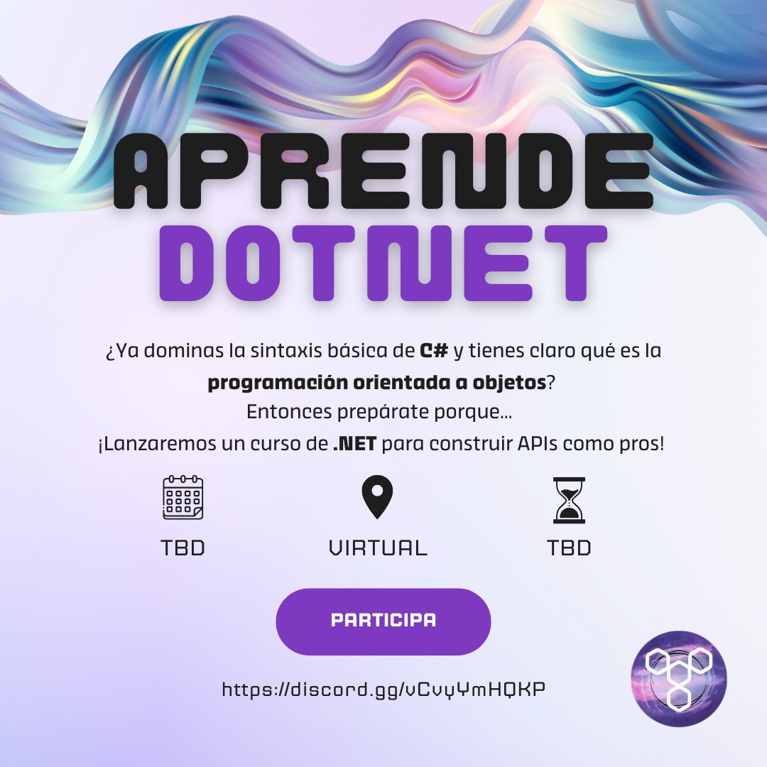 Ya conoces la sintaxis de C# y quieres dar el siguiente paso?

👉 entender el ecosistema .NET
👉 crear APIs RESTful
👉 aprender buenas prácticas en desarrollo backend.

¡Esta es tu oportunidad de llevar tus habilidades en C# al siguiente nivel! 🐝

discord.gg/vCvyYmHQKP