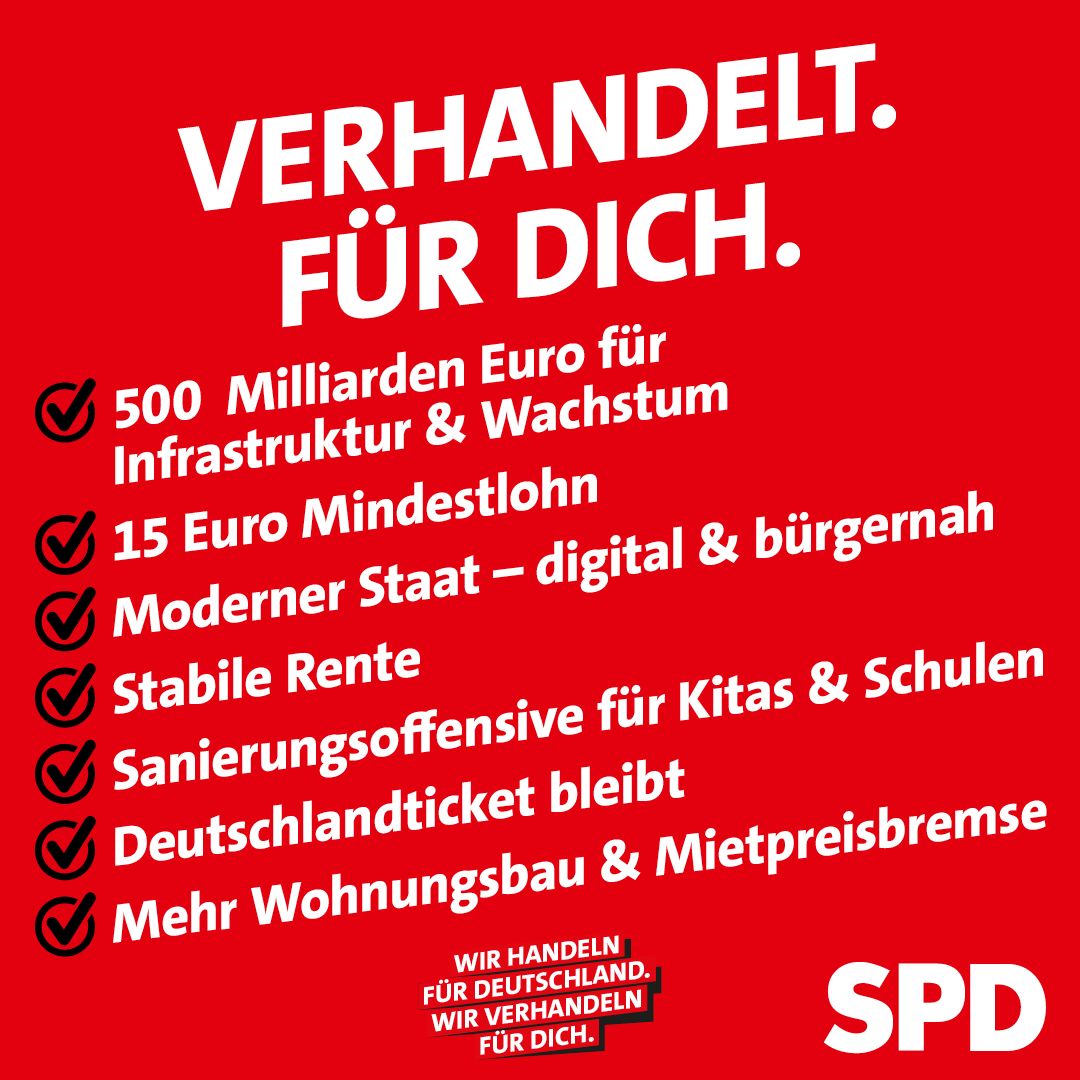 Wir haben hart verhandelt – jetzt ist der Koalitionsvertrag fertig. 
👉   Mehr Infos zum Koalitionsvertrag findest Du hier: spd.de/regierungsbild…