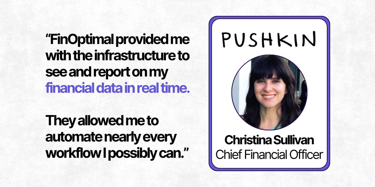 FinOptimal's tweet photo. Pushkin Industries was looking for a way to run a tighter, more efficient finance operation.

Alongside FinOptimal, they built a lean, automated accounting system on top of QuickBooks:
✅ Manual processes replaced with workflows
✅ Real-time reporting across the business
✅ Scaled finance operations, without scaling headcount

“This is absolutely game-changing,” said Pushkin CFO Christina Sullivan.

Read the full story:
https://t.co/J5q7c00hse