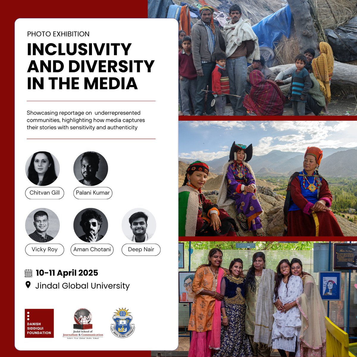 Vicky Roy (@vickyroy87) on Twitter photo The Danish Siddiqui Foundation, in collaboration with the Jindal School of Journalism & Communication, presents a photo exhibition on Inclusivity and Diversity in the Media.
Venue: Jindal Global University Campus
Date: 10-11 April 2025
<a href="/DSFAsiaOrg/">Danish Siddiqui Foundation</a> The Danish Siddiqui Foundation, in collaboration with the Jindal School of Journalism & Communication, presents a photo exhibition on Inclusivity and Diversity in the Media.
Venue: Jindal Global University Campus
Date: 10-11 April 2025
<a href="/DSFAsiaOrg/">Danish Siddiqui Foundation</a>