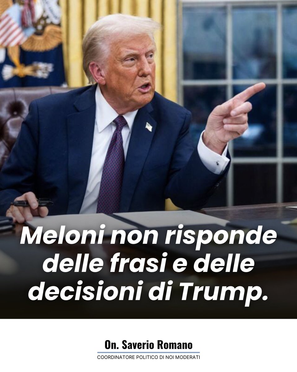 SaverioRomano's tweet photo. 🇮🇹 @GiorgiaMeloni non risponde di Trump né delle sue parole. Incontrerà il presidente USA per mediare sui dazi e altri dossier, nell’unico interesse che conta: quello nazionale. I sondaggi confermano la fiducia degli italiani nonostante la crisi #MeloniPremier #interessenazionale https://t.co/IT9VV7PKSa