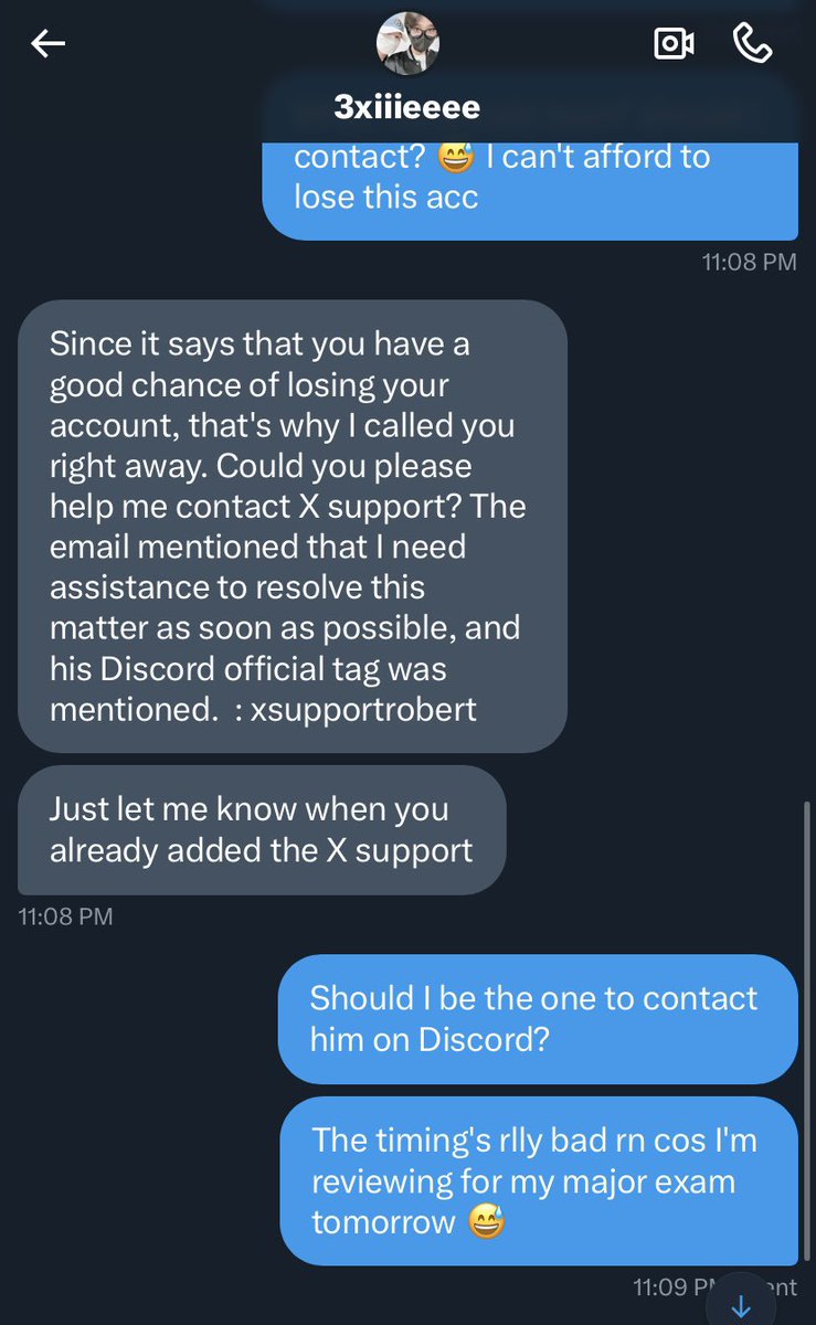 03LUVNIX2's tweet photo. ‼️BEWARE - SCAMMER/HACKER‼️

This account @/Haecielle messaged me a while ago, telling me that they've accidentally reported my account. I almost fell for the trap, but luckily I found similar twts about this sus "xsupportrobert" that points to a scam/hacking trap. Stay vigilant! https://t.co/DnqxGFn8Sq