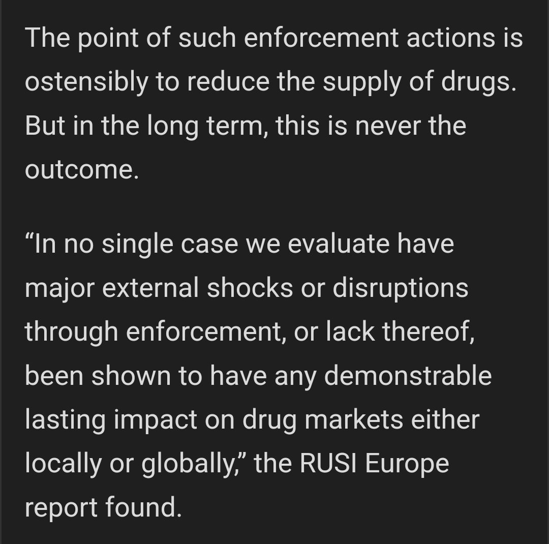 Straight from the Home Office - a stark reminder that - no matter how much money we throw at law enforcement and prisons - enforcement does not work to reduce the level of drug harms in the UK.