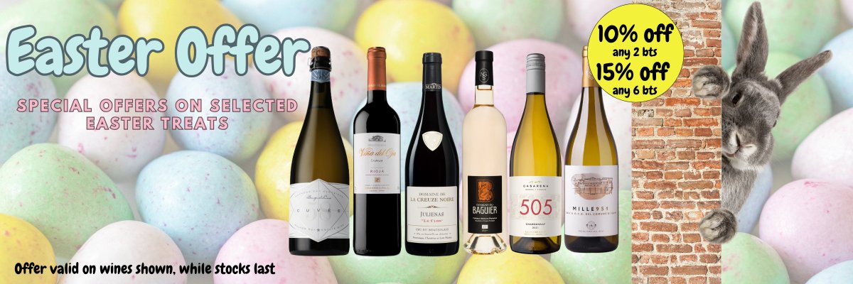 Our #Easter offers are here!

From now until Easter Monday (21st Apr) we are offering 10% OFF any x2 or 15% OFF any x6 or more bottles from our Easter selection (while stocks last).
Use codes: EASTER2 for 10% off any 2 or EASTER6 for 15% off any 6 or more when purchasing online