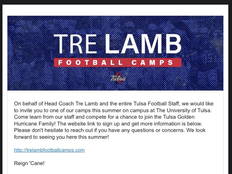 Rocky Bright III (@rockybright2028) on Twitter photo Thank you <a href="/TulsaFootball/">Tulsa Football</a> for the invite to the <a href="/CoachTreLamb9/">Tre Lamb</a> camps
#BuildingRelationships
<a href="/UnionFootball/">Union Football</a> <a href="/Union_Athletics/">Union Athletics</a> <a href="/recruit_unionfb/">recruit UNION FB</a> <a href="/AndrewLee_CFB/">Andrew Lee</a> Thank you <a href="/TulsaFootball/">Tulsa Football</a> for the invite to the <a href="/CoachTreLamb9/">Tre Lamb</a> camps
#BuildingRelationships
<a href="/UnionFootball/">Union Football</a> <a href="/Union_Athletics/">Union Athletics</a> <a href="/recruit_unionfb/">recruit UNION FB</a> <a href="/AndrewLee_CFB/">Andrew Lee</a>