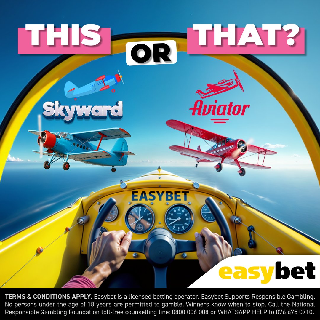 Easybet_SA's tweet photo. 👨‍✈️ You’re flying Easybet Airlines…

Two planes just pulled up ahead 👀✈️

Aviator or Skyward — who you chasing? 💨

Play both here 👉 https://t.co/FuqRkCOevk

#ThisOrThat #Easybet #CrashGames #FlyToWin https://t.co/u5JMlkTpq5