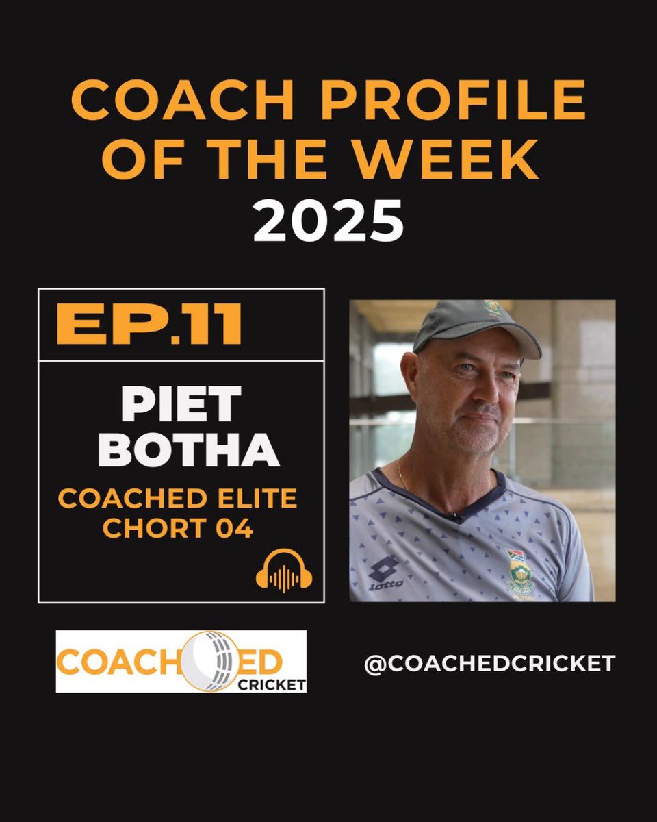 Coach Profile of the Week - Episode 11 

Piet Botha is a seasoned test match bowling coach and a proud ELITE CoachED graduate! 

Gary and Piet discuss hints and tips for bowling coaches and outline the transition from playing to coaching

buzzsprout.com/1873438/episod…