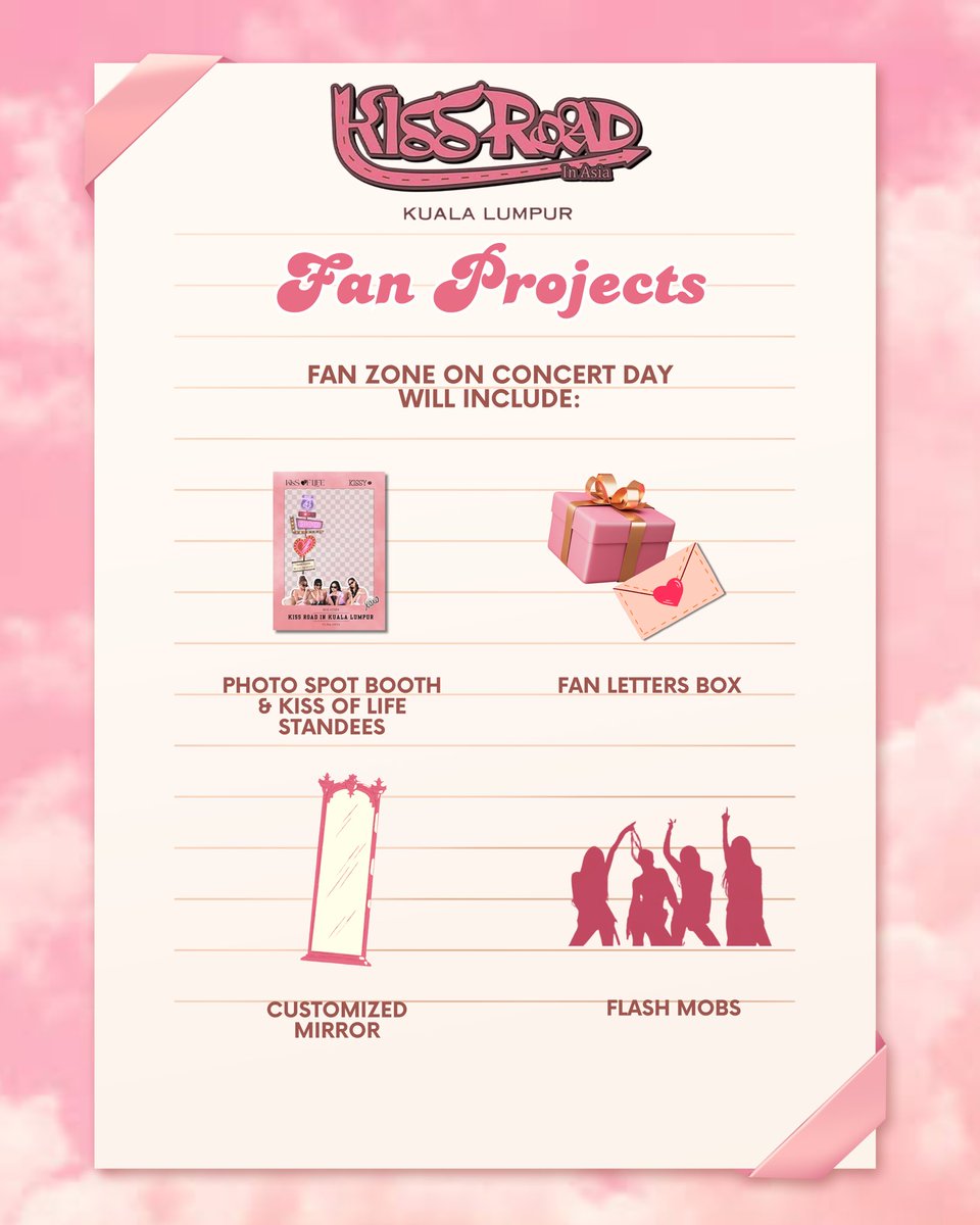 kiof_my's tweet photo. Hi KISSY! 🩷💋

We know you’ve been waiting for this 👀 Here’s the Fan Projects that are approved by the artist’s team!

Stay tuned for D-Day!

#KISSROADinKL #KISSOFLIFE #kiof_my https://t.co/nvMOfkAvIR
