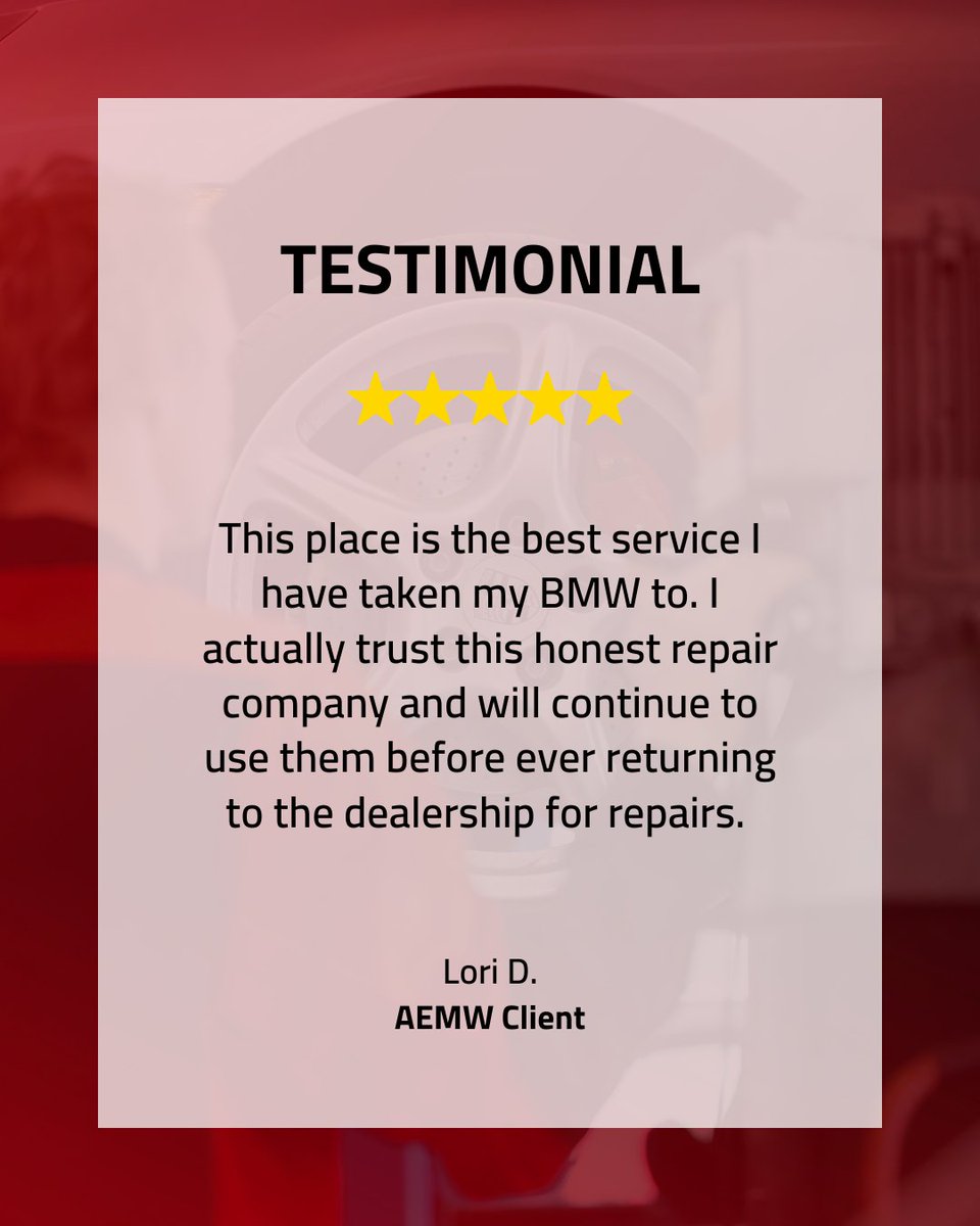 Have you had a great experience with us? Let others know by leaving a review. Your reviews help us grow and serve you better! 
Leave a Facebook Review: bit.ly/AEMW_FacebookR…
Leave a Google Review: bit.ly/AEMW_GoogleRev…
⭐️⭐️⭐️⭐️⭐️