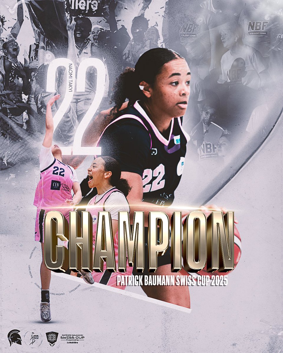AreusSports's tweet photo. 🏆🇨🇭 Swiss Cup Champion!

Congrats to Naomi Takyi (#22) on winning the Patrick Baumann Swiss Cup 2025 with Basket Nyon Féminin! What a performance! 🔥👏

#TeamAreus #SwissCup2025 #Champions #BasketNyon #ProBasketball #Switzerland #Proud https://t.co/4VffqqgjMl