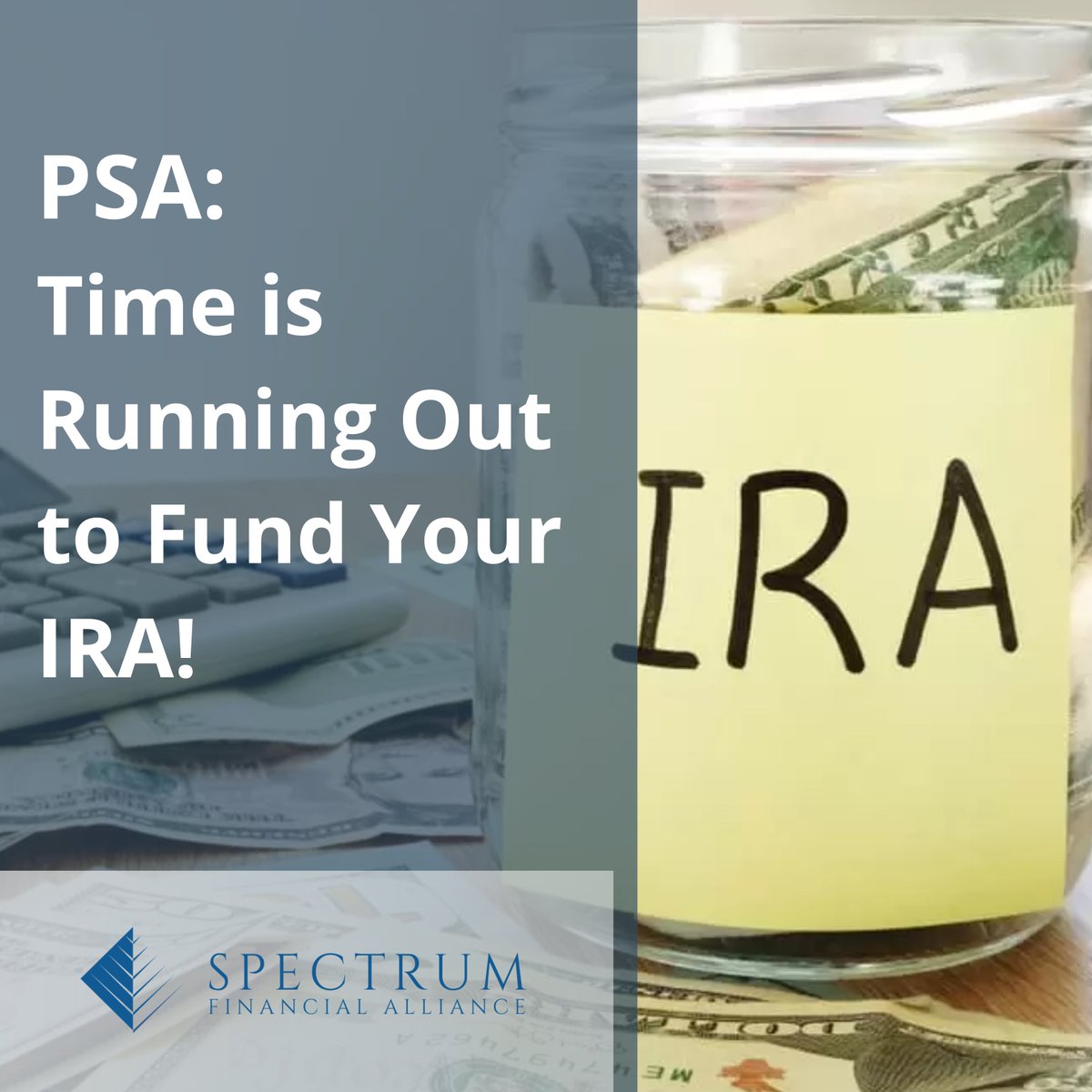 SpecFinAll's tweet photo. Don’t leave money on the table. If you haven’t maxed out your IRA yet, now is the time to act. Need help deciding whether a Roth or Traditional IRA makes the most sense for you? Let’s talk: https://t.co/16JhCZXsIK

 -See the full list of SFA disclosures at https://t.co/26w5bxRMY5 https://t.co/wv5E5v1z22