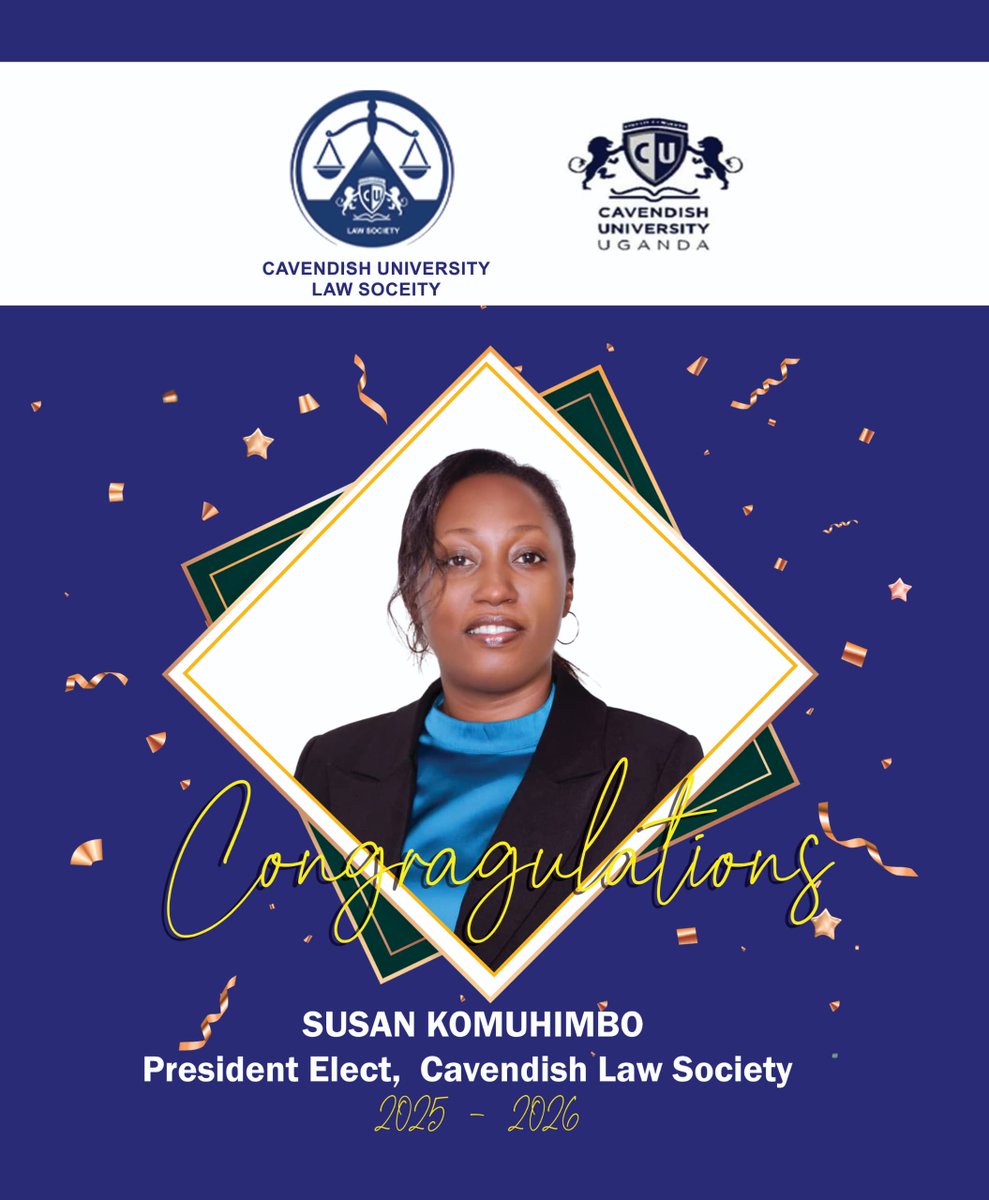 Congratulations comrade Susan Komuhimbo. Your passion for service lights me up. Best wishes in your new role as the President Cavendish University Law Society.