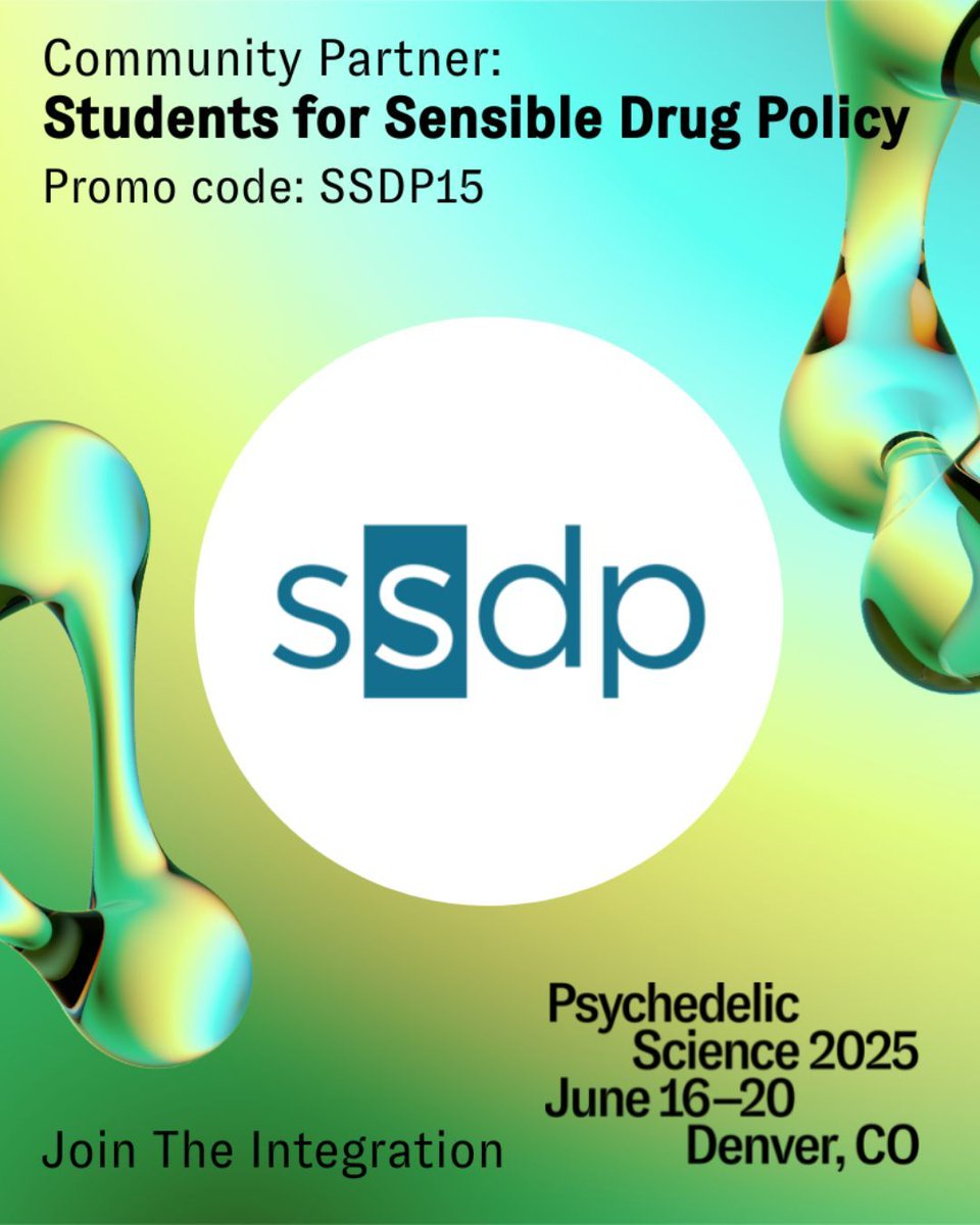 Students for Sensible Drug Policy (@ssdpofficial) on Twitter photo Join #SSDP at <a href="/PsychedelicSci/">Psychedelic Science</a> 2025: The Integration, happening June 16–20 at the Colorado Convention Center in Denver. Use our promo code SSDP15 for 15% off your registration, and be part of a historic gathering where The Integration becomes real. #PS2025 Join #SSDP at <a href="/PsychedelicSci/">Psychedelic Science</a> 2025: The Integration, happening June 16–20 at the Colorado Convention Center in Denver. Use our promo code SSDP15 for 15% off your registration, and be part of a historic gathering where The Integration becomes real. #PS2025