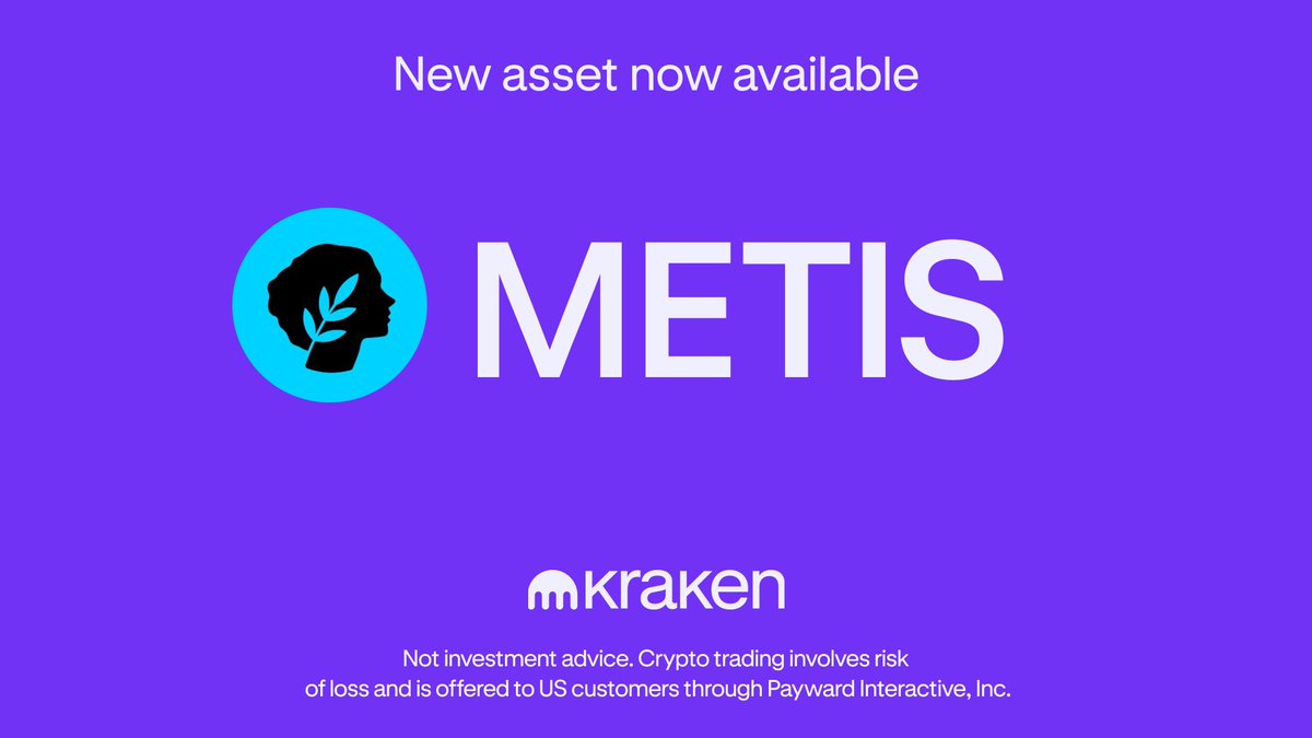 🔊 $METIS @MetisL2 is now available for trading on Kraken! ✔️ Deposits and  withdrawals are enabled 🎉 Trading is now live! Trade here ⤵️  https://t.co/U1K4x76SNJ *Geographic restrictions apply