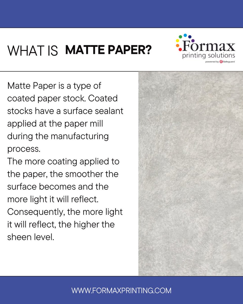 FormaxPrinting's tweet image. What is Matte Printing? Check out the guide below to learn more about this special paper stock! #matte #paper #formaxprinting #formax #paperstock bit.ly/3vZm3Qk