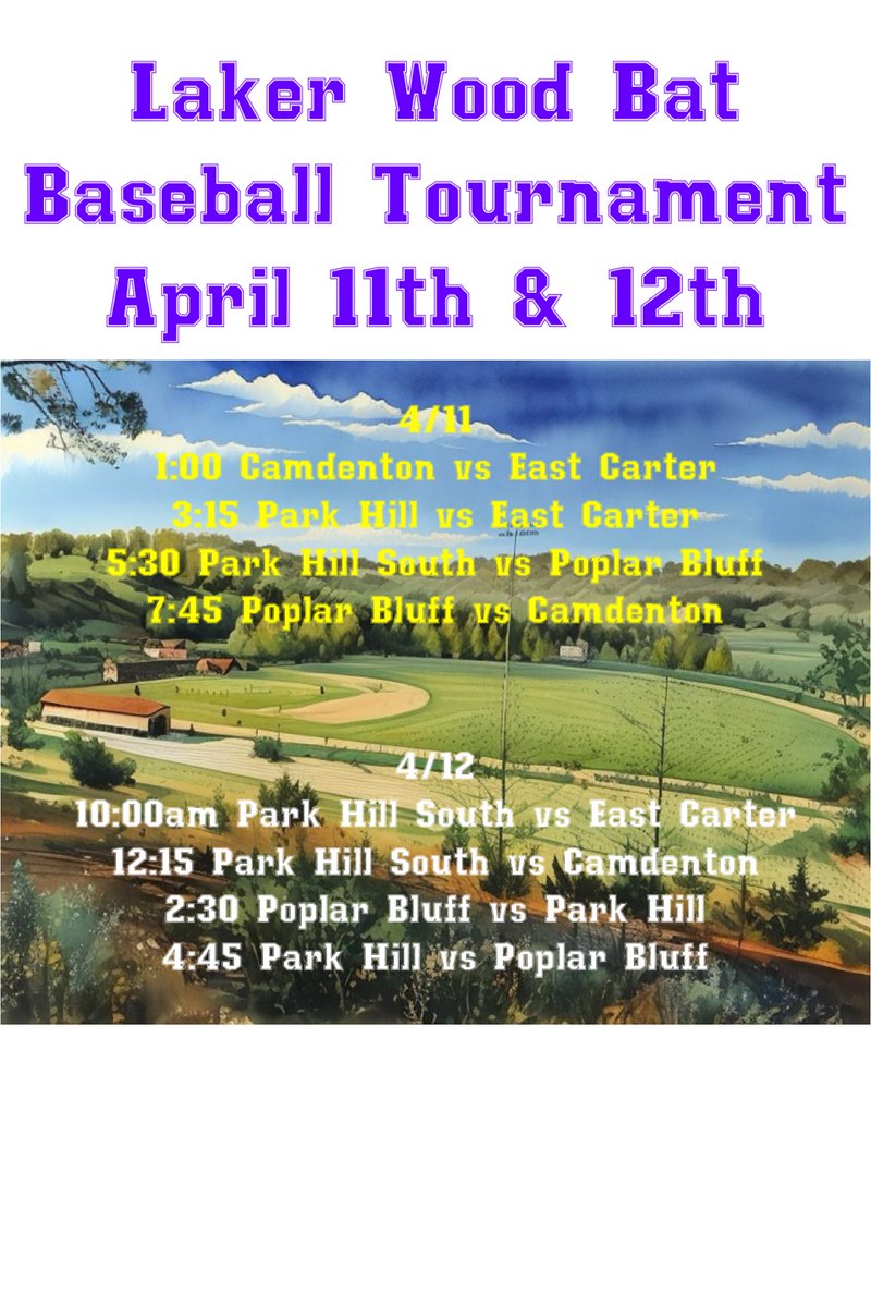 Looking forward to welcoming East Carter, Park Hill, Park Hill South and Poplar Bluff to Camdenton Friday and Saturday.  
<a href="/missouri_sports/">Missouri Sports Network</a> <a href="/samkombrink/">Sam Kombrink</a> <a href="/cdtrojans/">Park Hill Trojans Baseball</a> <a href="/PHS_stitchball/">PHSBaseball/Softball</a>