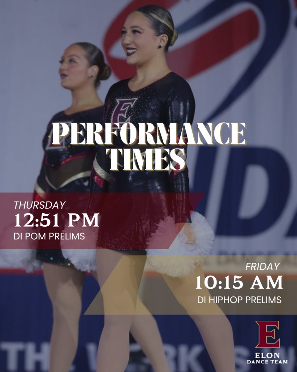 💥WE’RE OFF TO DAYTONA💥
Catch us competing at NDA Nationals — streaming live on VarsityTV and FloSports so you can cheer us on from home!

Performance Times:
DI Pom Prelims: THURSDAY 10:15am
DI Hip Hop Prelims: FRIDAY 12:51pm