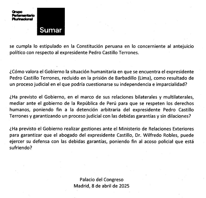 Esta es la iniciativa parlamentaria que hemos registrado y en la que se detallan las vulneraciones de derechos humanos que se están produciendo en este caso de lawfare que busca impedir la voluntad popular.