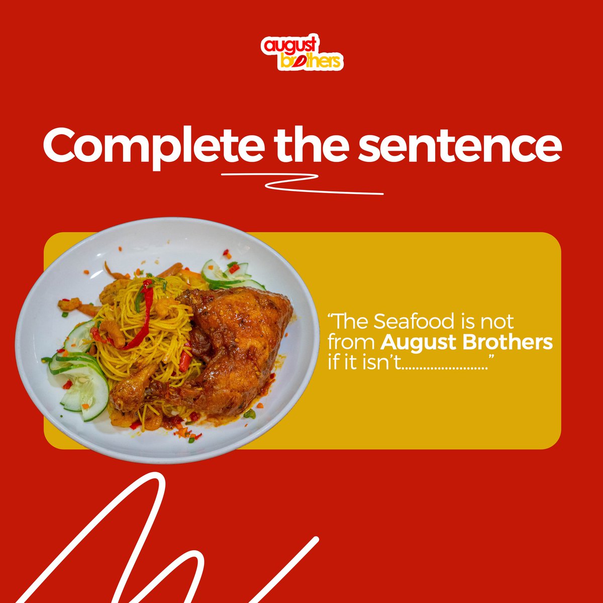 AugustBrothers's tweet photo. The seafood is not from August Brothers if it "isn't bursting with flavor, spice, and that signature from August magic"

Craving the real deal? You already know where to go.

#AugustBrothers #TasteTheDifference #viral #ogbomosho #Foodies #ladokites https://t.co/IRtBLMb9kp