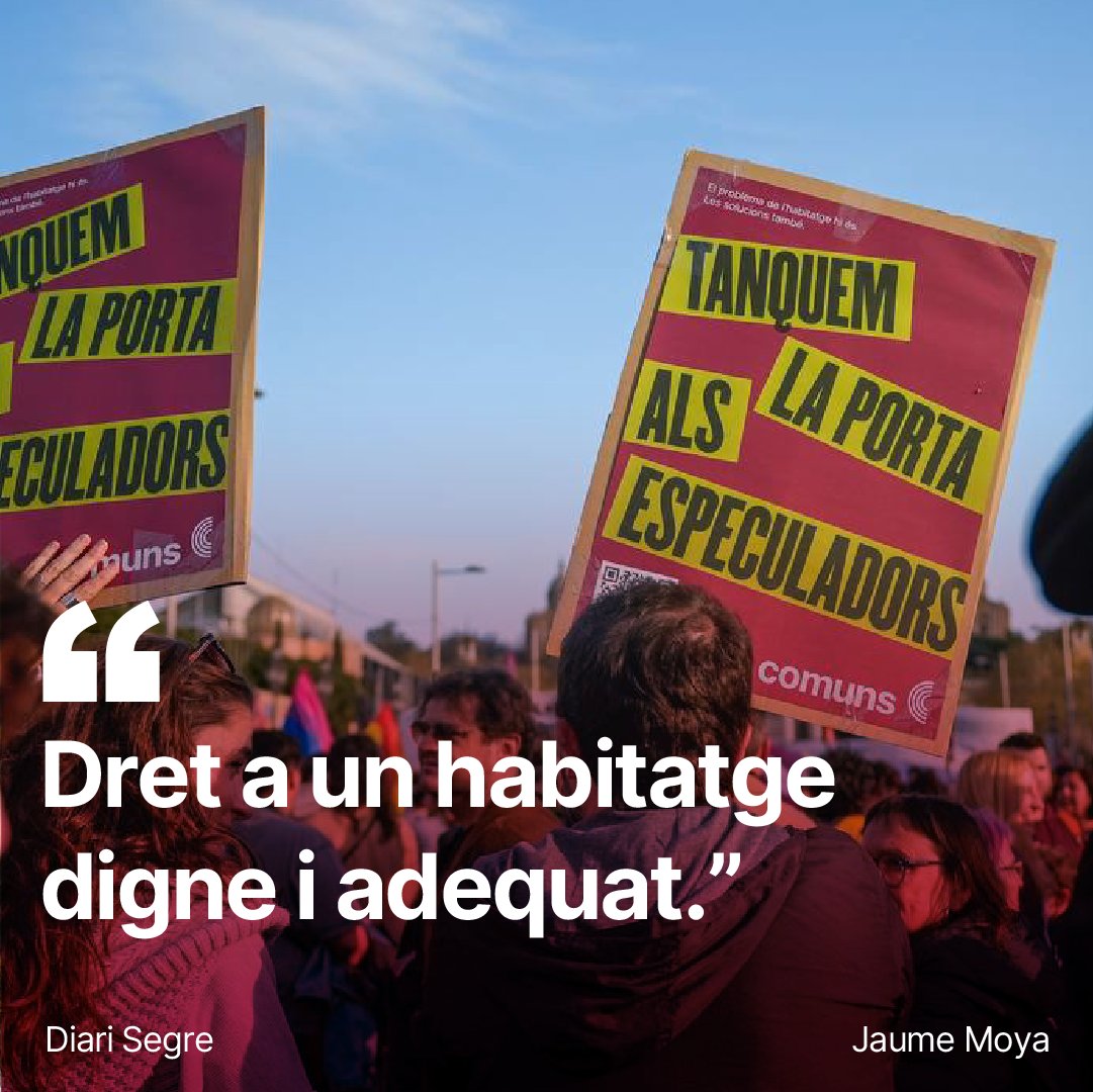"L’habitatge s’ha convertit en la principal preocupació dels catalans i les catalanes. Cap govern pot eludir responsabilitats. L’emergència habitacional s’ha d’enfrontar amb rigor i fent ús de totes les eines a l’abast de les institucions democràtiques." 

Jaume Moya a