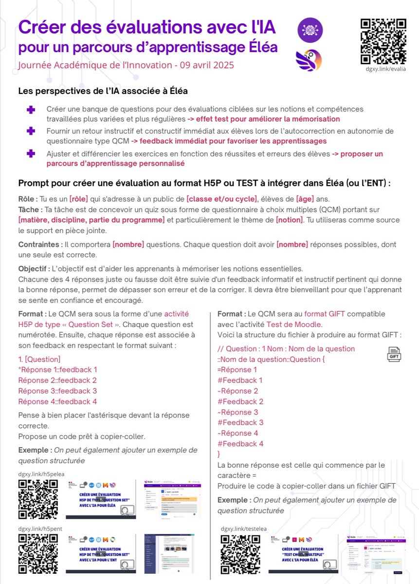 Nicolas TOURREAU (@proftourreau) on Twitter photo Aujourd’hui à la #JAI2025 de l’@ac_toulouse <a href="/cardie_tlse/">CARDIE de l'académie de Toulouse</a>, j’ai pris plaisir à animer un atelier sur l’#IA comme assistant pédagogique 🤖
🎯Créer des évaluations formatives avec feedback immédiat et instructif ✍️🔁
📎 dgxy.link/evalia
#Éléa #ENT #H5P <a href="/DraneOccitanie/">DRANE Occitanie</a> Aujourd’hui à la #JAI2025 de l’@ac_toulouse <a href="/cardie_tlse/">CARDIE de l'académie de Toulouse</a>, j’ai pris plaisir à animer un atelier sur l’#IA comme assistant pédagogique 🤖
🎯Créer des évaluations formatives avec feedback immédiat et instructif ✍️🔁
📎 dgxy.link/evalia
#Éléa #ENT #H5P <a href="/DraneOccitanie/">DRANE Occitanie</a>