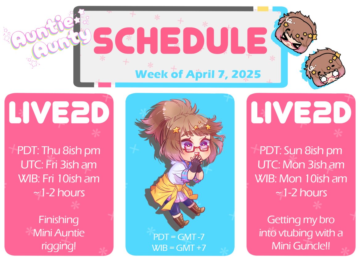 Auntie is back this week after a week break followed by a week of sick Auntie and Uncle. It's a Live2D kinda week, finishing the new style of Mini Auntie base, followed by me using that same base to get my brother into vtubing with a Mini Guncle 8D