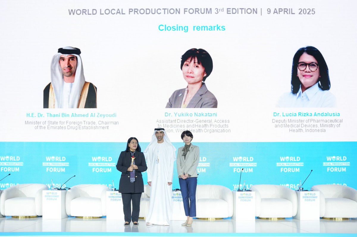 ThaniAlZeyoudi's tweet photo. The #UAE is a global hub for health innovation and pharmaceutical technology. By convening the #WLPF we have showcased that through collaboration with regulators, global institutions, and the private sector, we can pave the way to a healthier future for all. https://t.co/GqiuM1GtWq