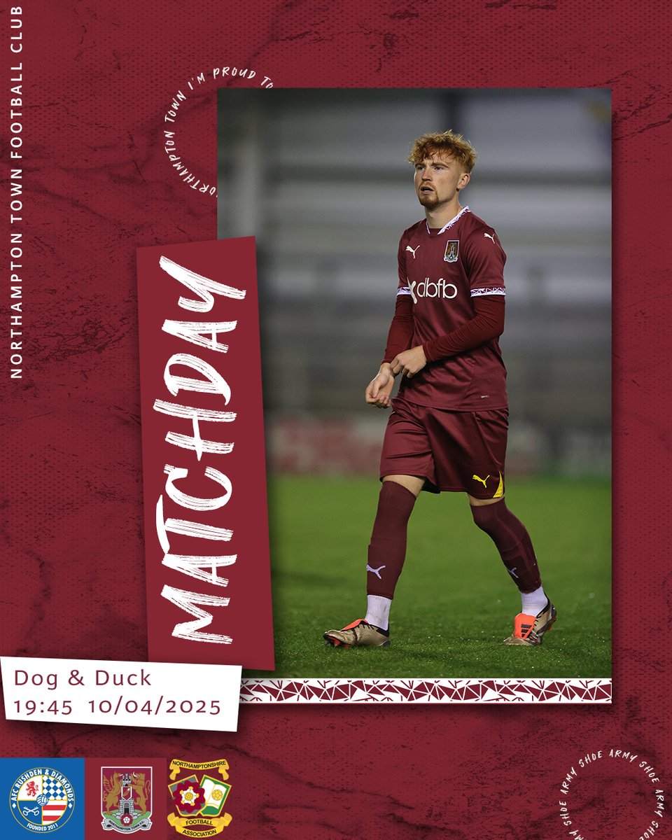 🙌 It's matchday!

We take on AFC Rushden &amp; Diamonds Scholars in the <a href="/NorthantsFA/">Northamptonshire FA</a> U18 David Joyce Cup tonight!

⏰ 7:45pm kick-off.
🏟️ Dog &amp; Duck.
🎟️ ticketsource.co.uk/northamptonshi…

#ShoeArmy 👞