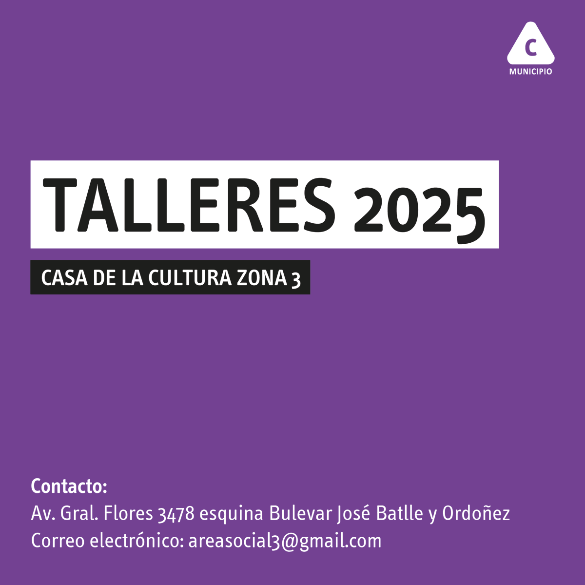 🎭 ¡Ya comenzó la programación 2025 en la Casa de la Cultura CCZ3! 🎉

Nuevas actividades y talleres para todos.

📞 Consultas: 19507182
📍 Inscripciones abiertas.

👉 Información completa y contacto de los profesores: bit.ly/cursosytallere…

¡Sumate! 🎨