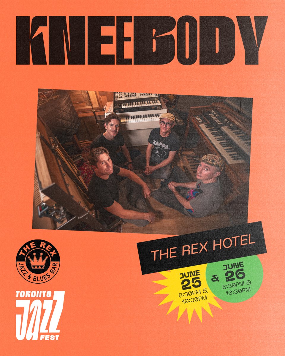 🎟️ ON SALE NOW: <a href="/kneebody/">Kneebody</a> at <a href="/therextoronto/">The Rex Hotel</a> 
June 25 &amp; 26, 8:30 &amp; 10:30 PM each night
Grammy-nominated Kneebody has created a genre and style all its own. Don't miss their explosive rock energy and high-level nuanced chamber ensemble playing! 
Grab tix now torontojazz.com