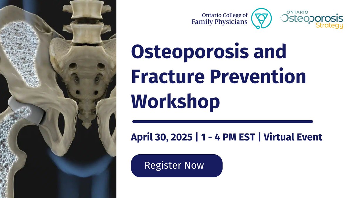 Join <a href="/OntarioCollege/">OCFP</a>'s upcoming workshop on April 30!

-Learn evidence-based strategies to help manage &amp; prevent osteoporosis and fractures

-Gain key insights in a collaborative session tailored for family docs

-Earn Mainpro+ Credits

Register: bit.ly/OFPworkshop