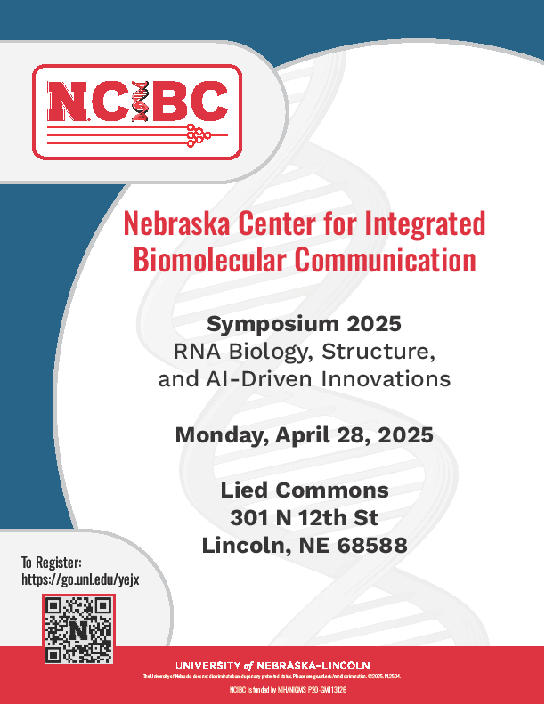Join the Nebraska Center for Integrated Biomolecular Communication for the NCIBC 2025 Symposium: RNA Biology, Structure, and AI-Driven Innovations

🗓️Monday, April 28, 2025
Register for Free: ncibc.unl.edu/events/2025-sy…