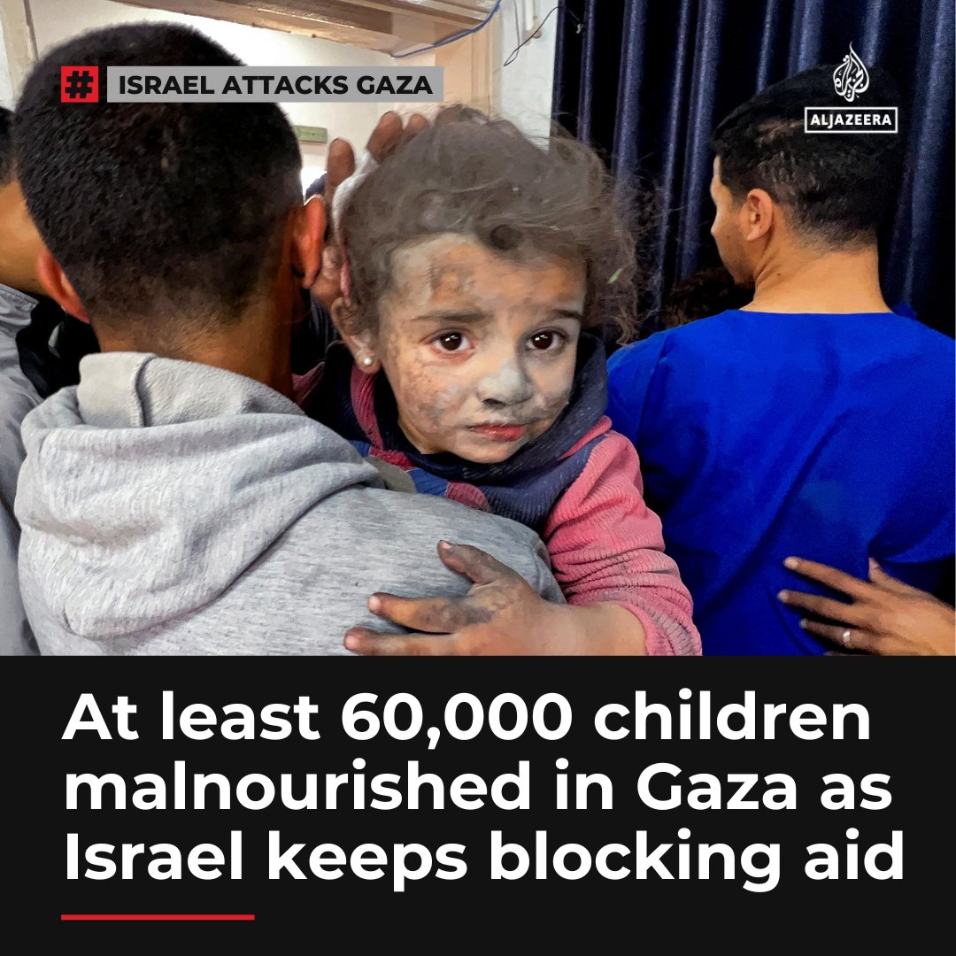 No aid has been delivered to Gaza since March 2, as Israel continues to bomb the enclave, with at least 60,000 Palestinian children “at risk of serious health complications due to malnutrition.”

Read here: aje.io/96j5ib