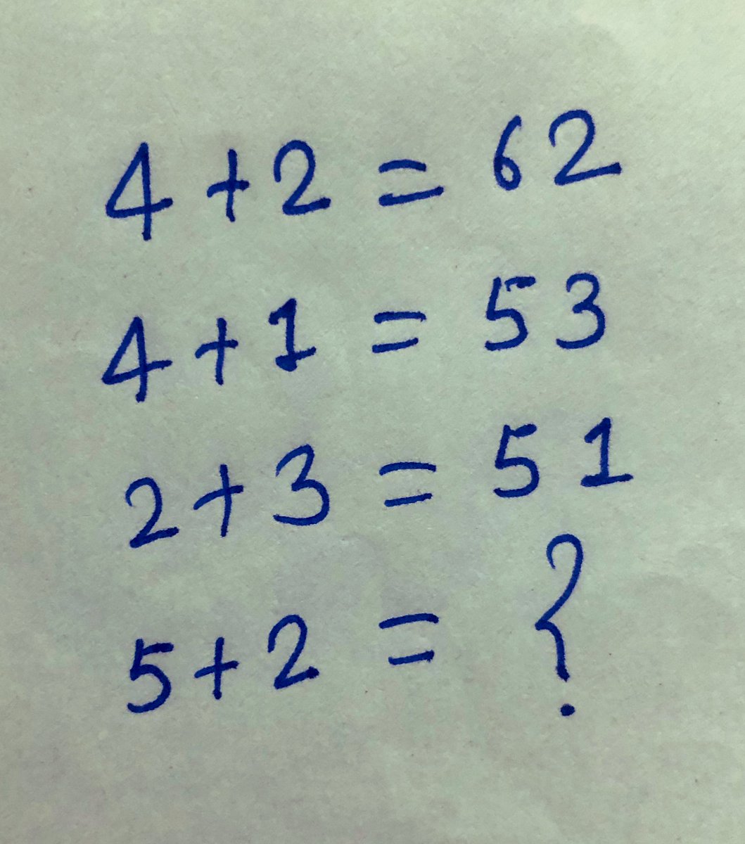 4+2=62 4+1=53 2+3=51 5+2=?