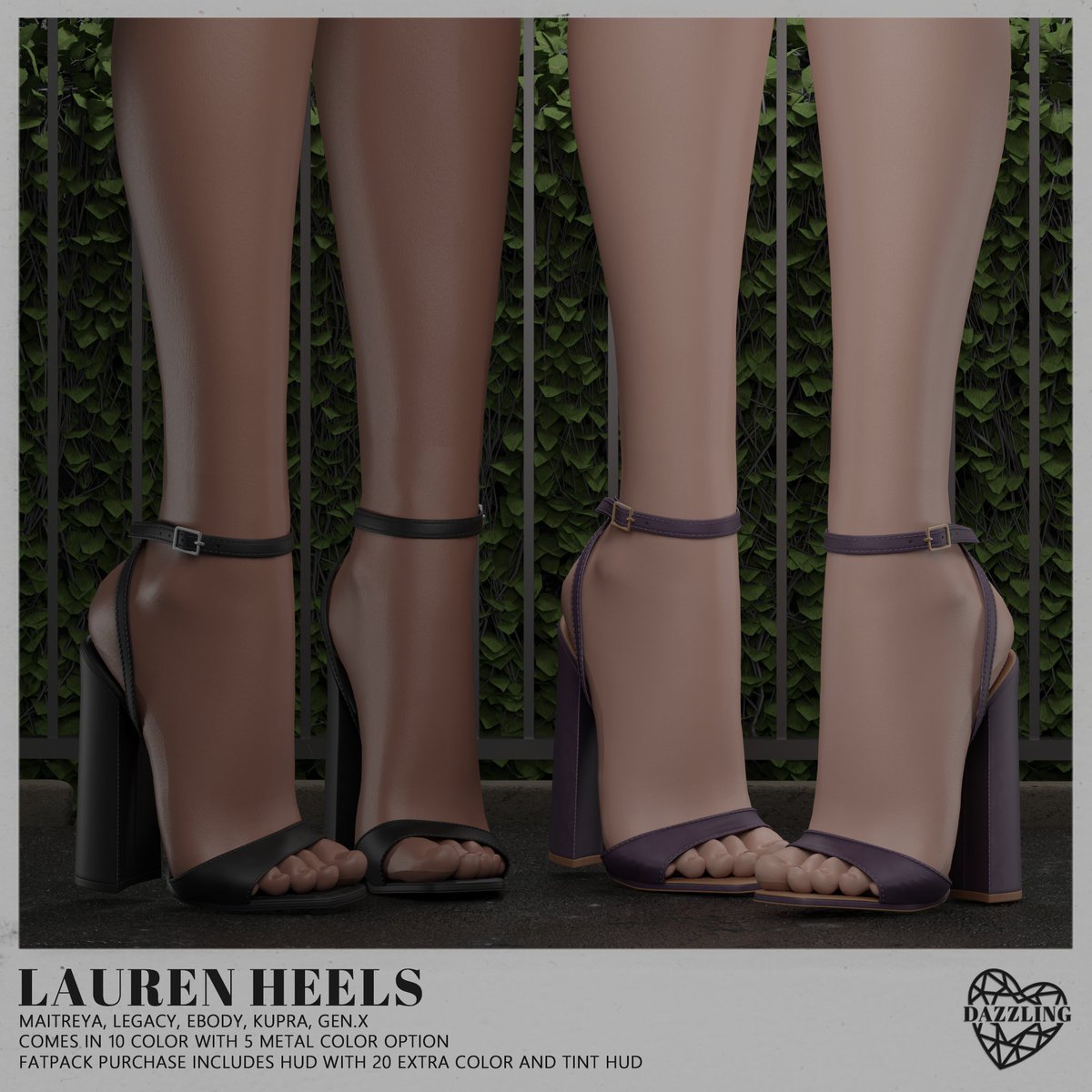 Lauren heels available for Equal10. Lauren heels comes in 10 color with 5 metal color option also fatpack purchase includes hud with 20 extra color and a tint hud. Rigged for the Lara &amp; x, Legacy, Ebody, Kupra, Gen.x maps.secondlife.com/secondlife/equ…