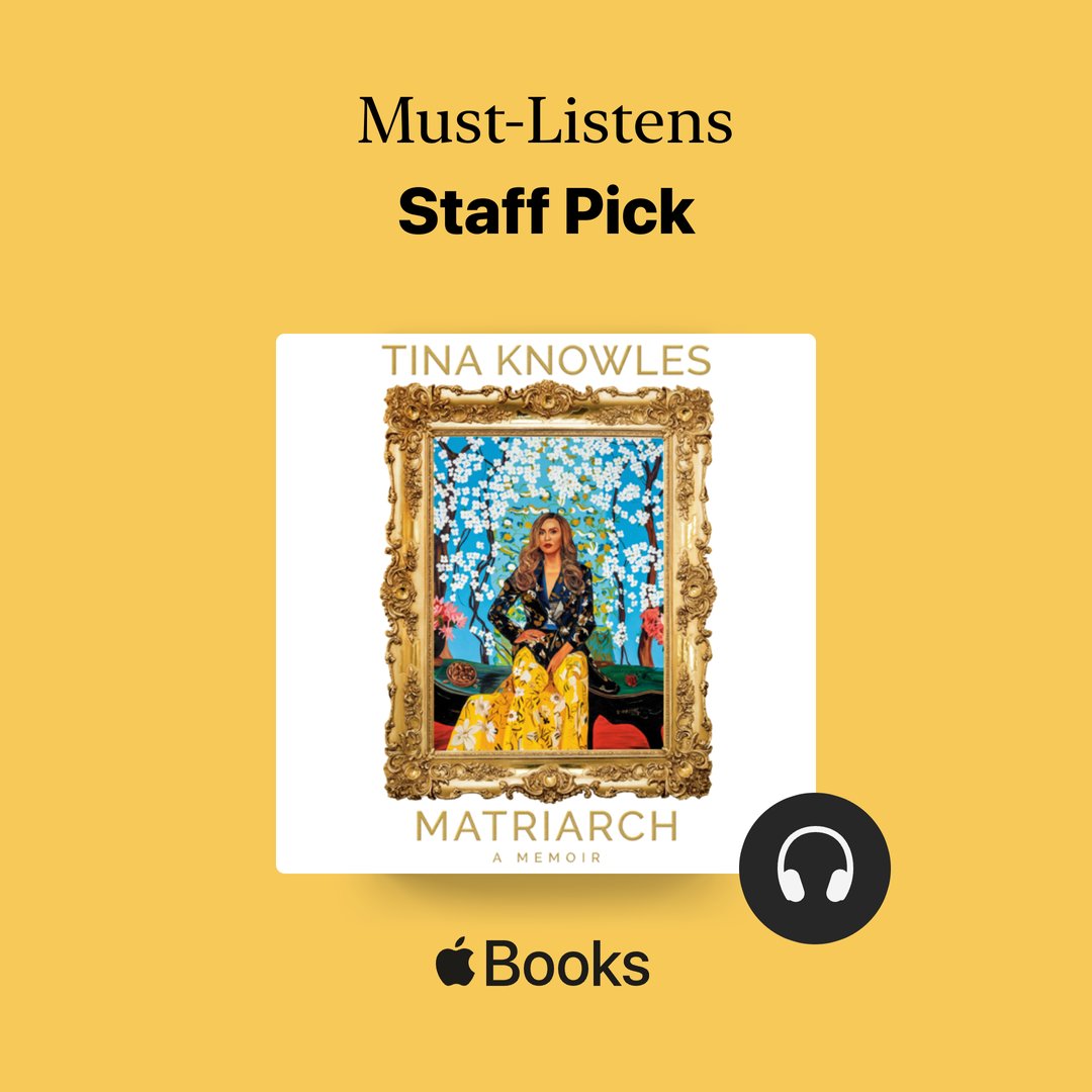 PRHAudio's tweet image. We're so excited to have 3 audiobooks on the @AppleBooks April #MustListen list! 

Check out the audiobook here: apple.co/mustlistens

Congrats to Tina Knowles for MATRIARCH, read by the author: bit.ly/3EgsLFM