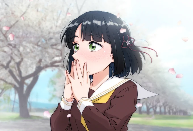 吟子ちゃんクラス発表の時まるで合格発表で合格した人みたいに喜んでたら可愛いなっていうやつ描きました嬉しそうに姫芽ちゃんと小鈴ちゃんの所に駆け寄っていって「吟子ちゃん胴上げしよう!」って言われて困り眉になってほしいな(?)#蓮ノ空美術部 
