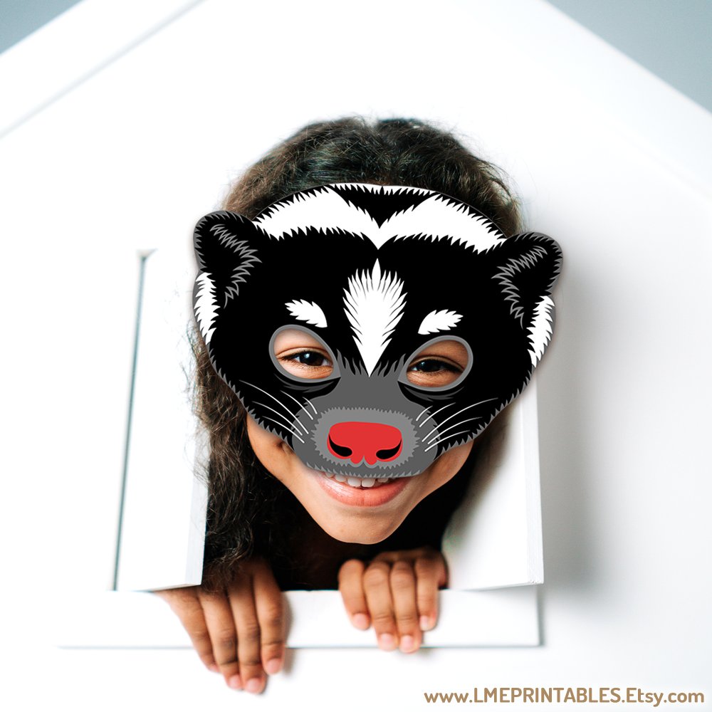 lmeprintables's tweet image. Skunk Mask Printable Carnival Forest Costume Animal Halloween Woodland Stink Badger Polecat Birthday Craft Party Favor Activity Kid Adult etsy.me/4jKMdtF via @Etsy #skunkmask #printablesforkids #forestanimalmasks #skunkcostume #stinkmask #badgermask #birthdayideasforkids