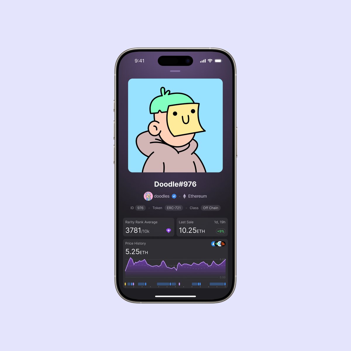NFT details screen for Gemzy, a collectible tracker platform for collectors

This was an exciting journey, combining my love for DeFi and NFTs. The goal was to create a seamless, visually engaging platform that makes tracking your NFTs feel as exciting as collecting them. I'll be