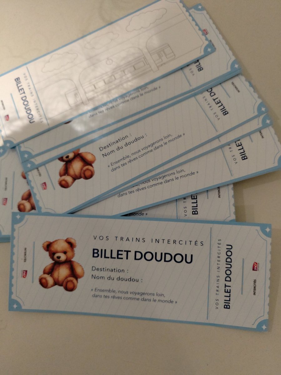AudreyICnuit's tweet image. Connaissez vous le billet doudou ?
Ce billet peut être distribué par les chefs de bord sur les trains INTERCITÉS, aux enfants à l'occasion d'un anniversaire, premier voyage....
#intercités #SNCFVoyageurs #billetdoudou
@sncfvoyageurs @mon_intercites