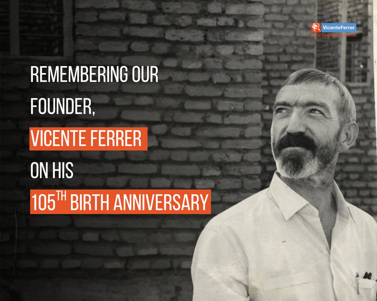 RDT_anantapur's tweet photo. Remembering our founder, Vicente Ferrer on his 105th birth anniversary. ✨️
His values and ideals continue to guide us in our mission. ☺️
#RDT #Vicenteferrer #birthanniversary https://t.co/LeQRjZcxfi