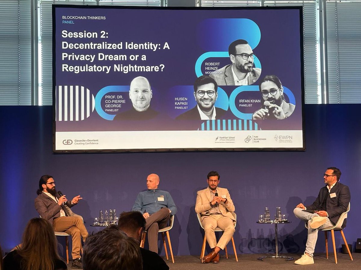 hypersignID's tweet photo. Just wrapped up an inspiring time at #BlockchainThinkers by GieseckeDevrie, @EWPNEurope , @tbc_munich & @FrankfurtSchool 🔥
From tackling crypto fraud to empowering users with #DID and exploring the future of programmable money, this event was all about real impact over hype. https://t.co/7oECPUVrwv